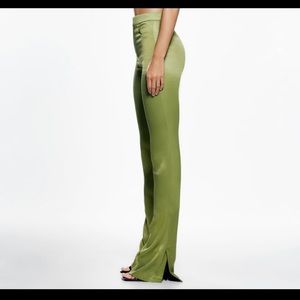 Zara size small high waist green satin pants